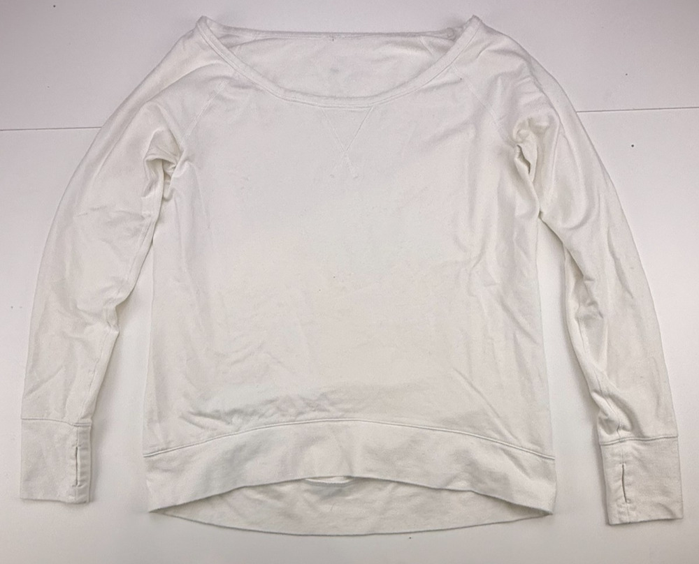 Lululemon Pullover Sweatshirt Womens 8 White Ivory Thumbholes Yoga Relaxed